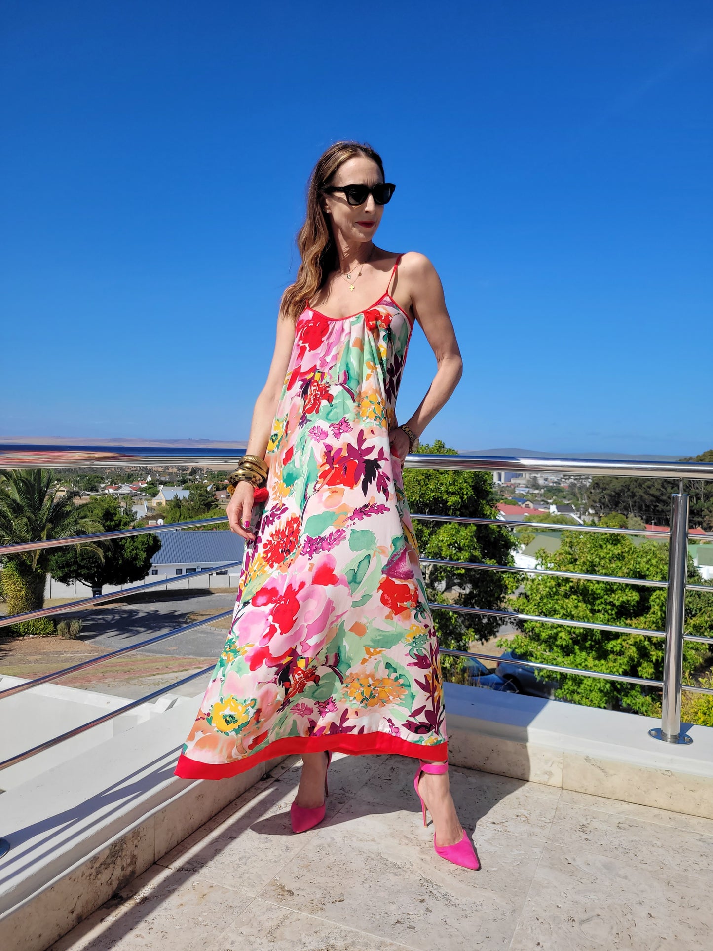 Evie shoe string dress with contrast hem