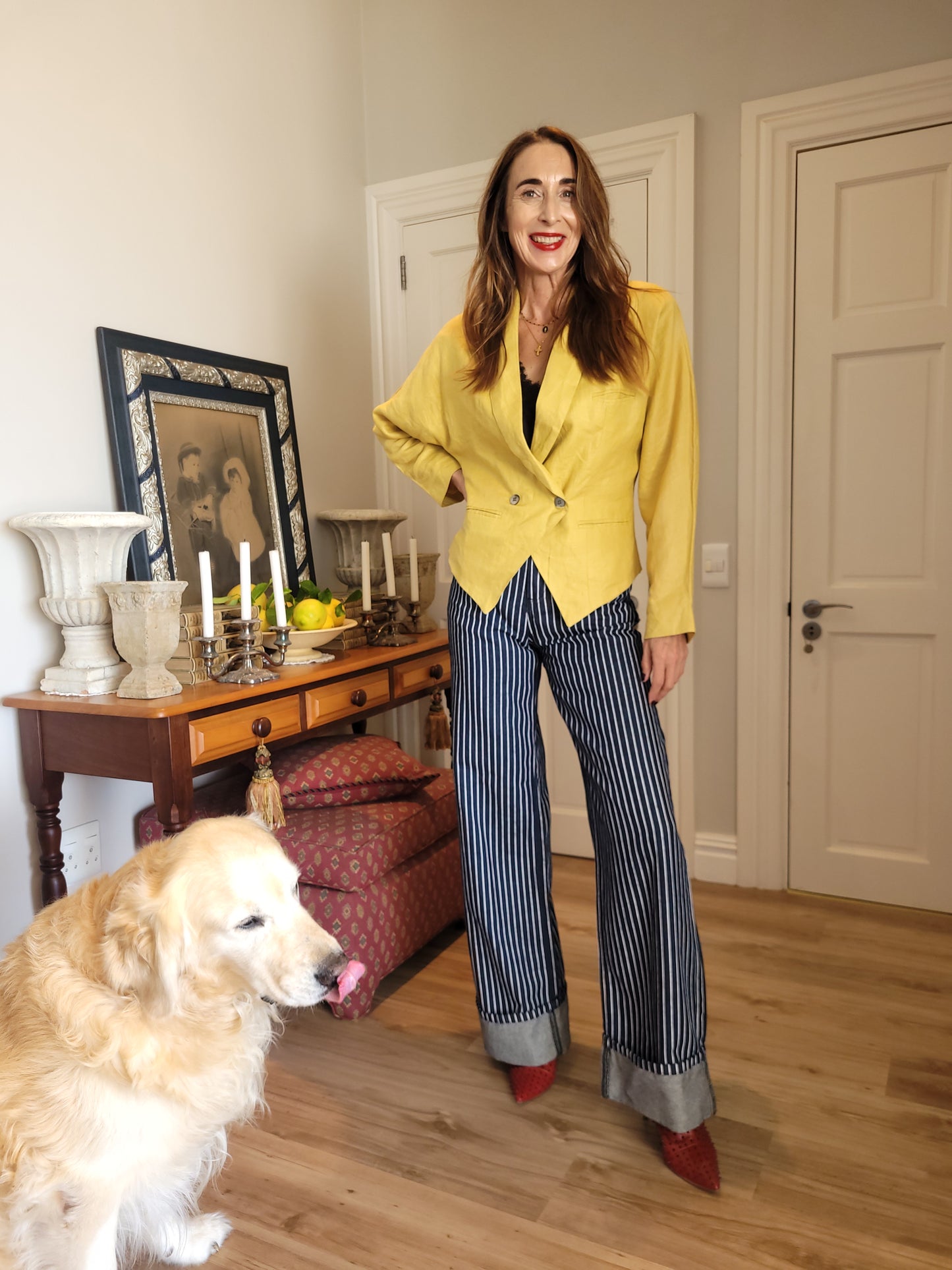Mustard yellow 100% linen jacket.