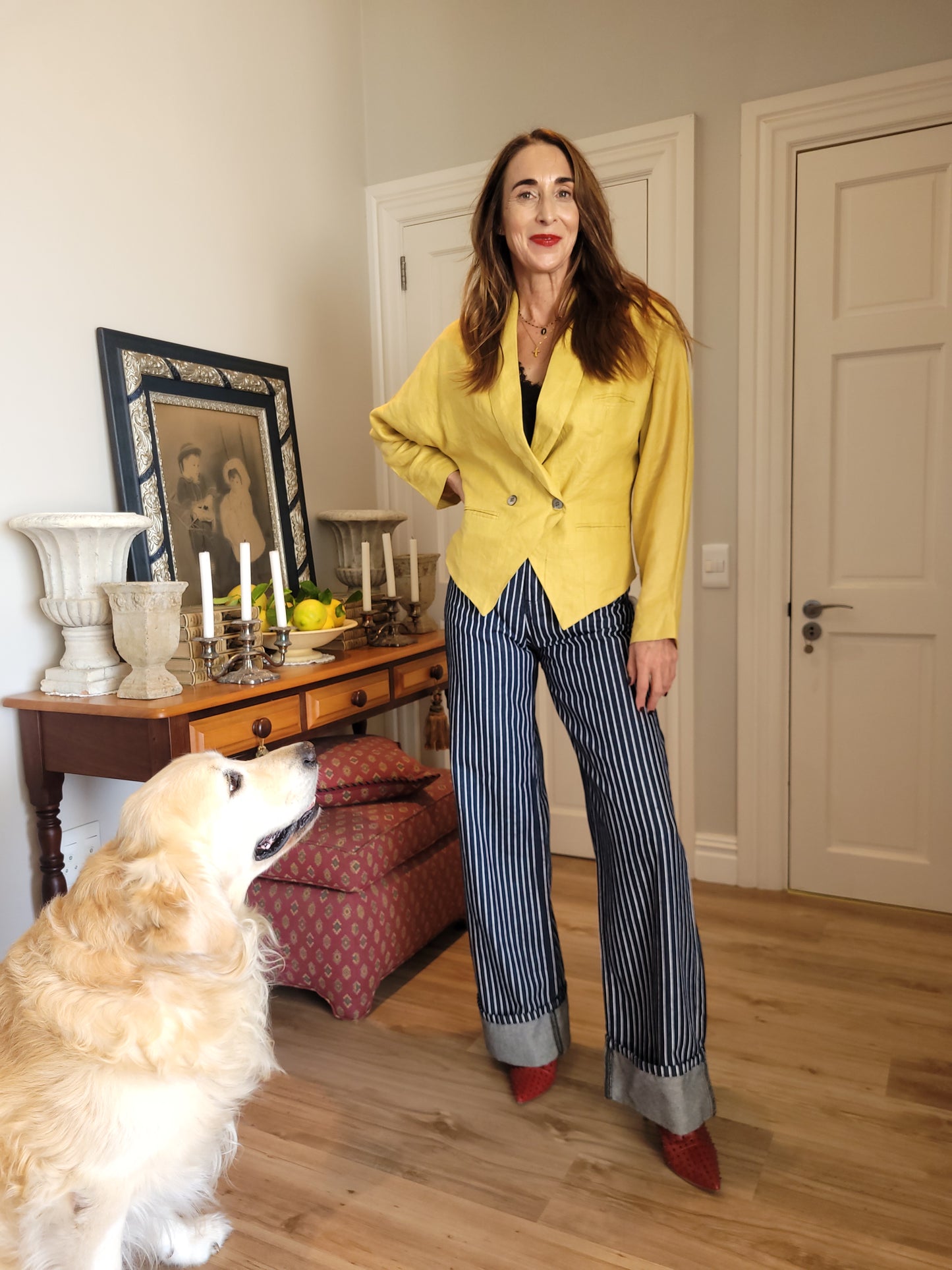 Mustard yellow 100% linen jacket.