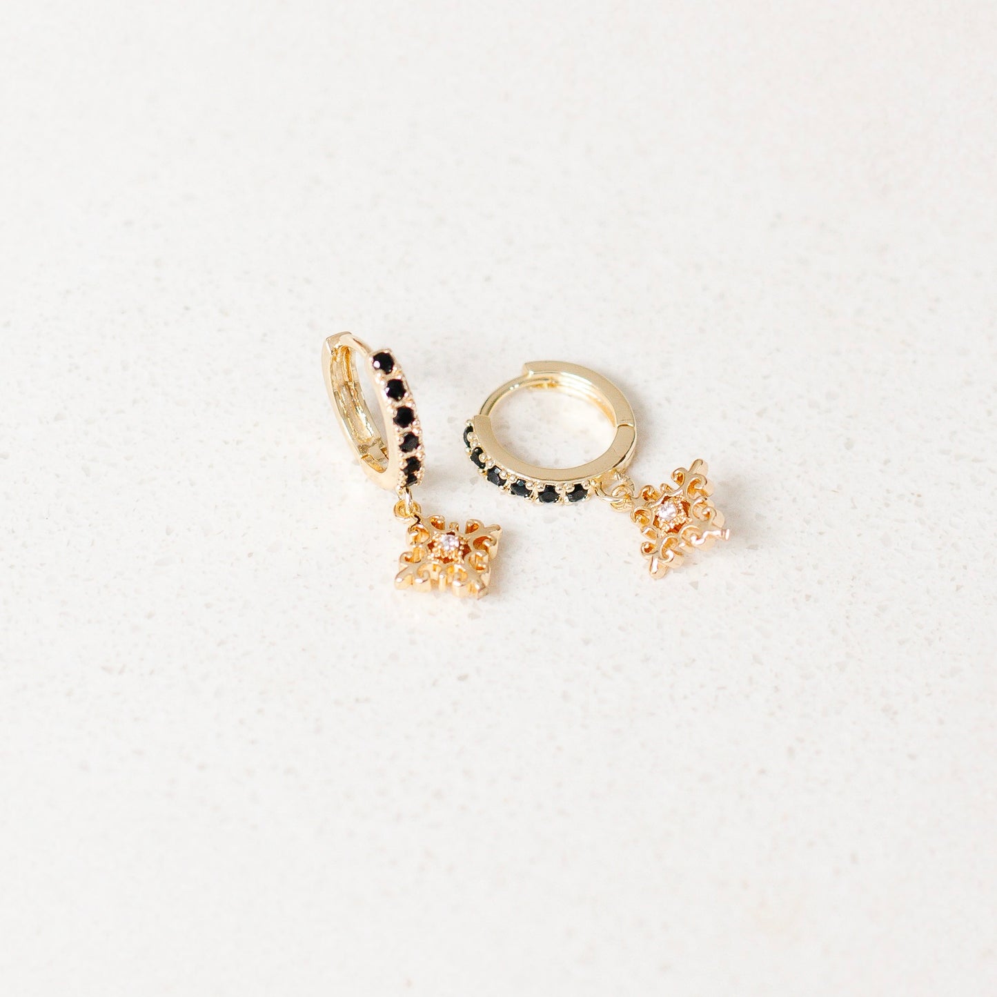Black Filigree Hoops