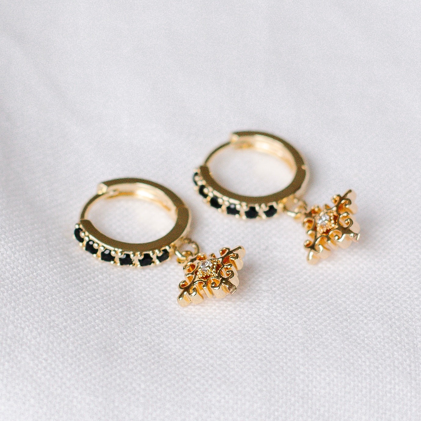 Black Filigree Hoops