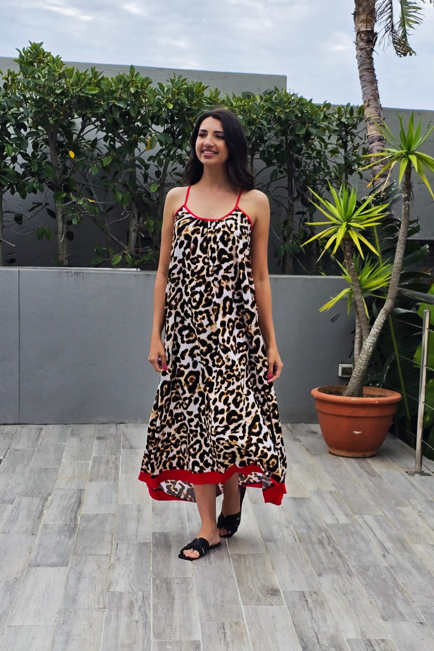 Evie shoe string dress with contrast hem
