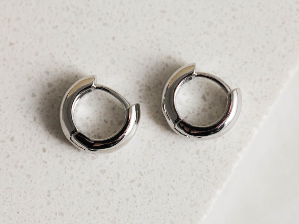 Small plain silver hoops