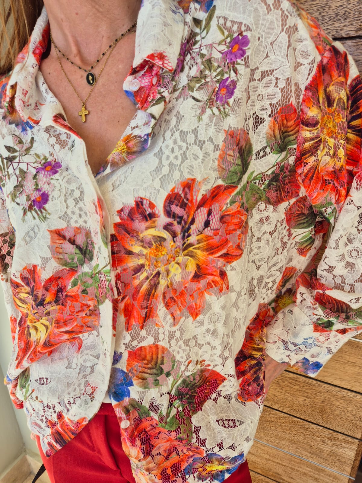 Printed Lace Blouse