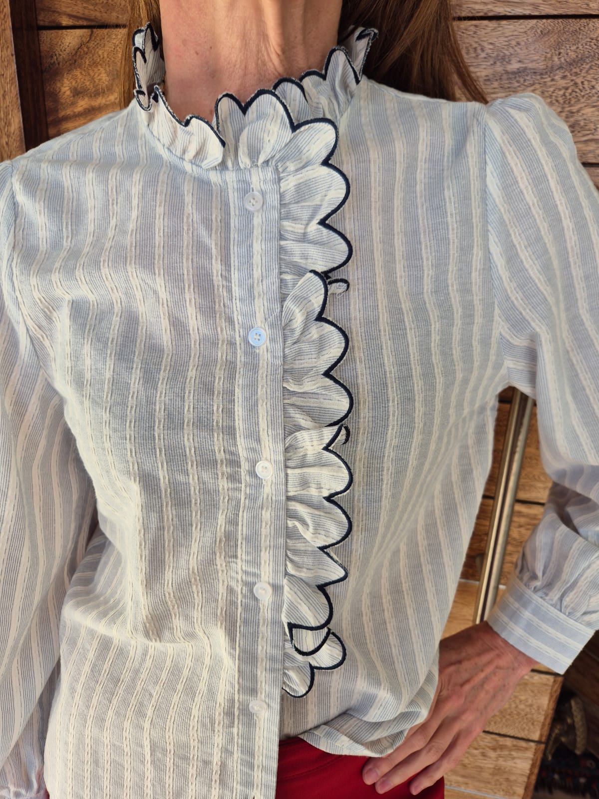Blue & Cream Striped Blouse