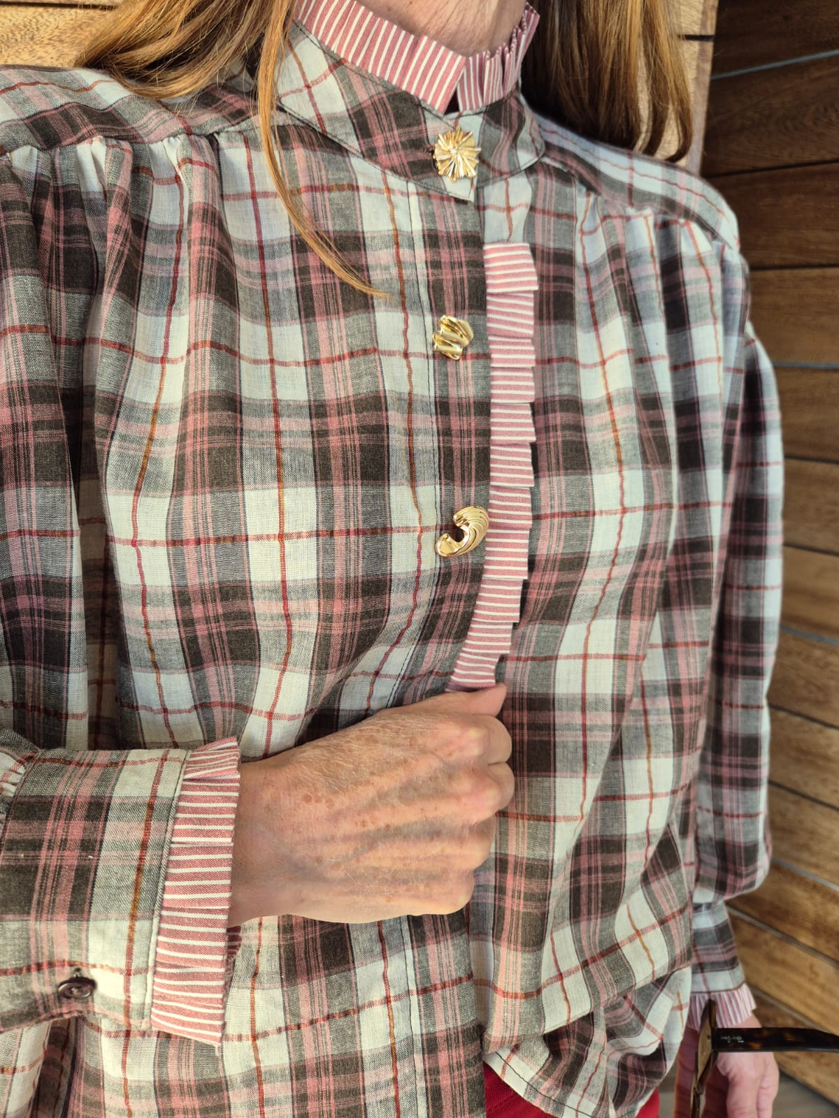 Earthy Shades Check Shirt with Frill detail