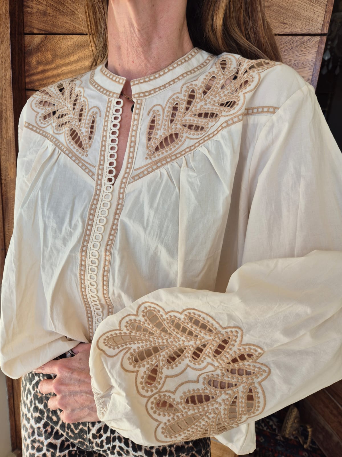 Stone Blouse with Cut-out detail on the front & sleeves