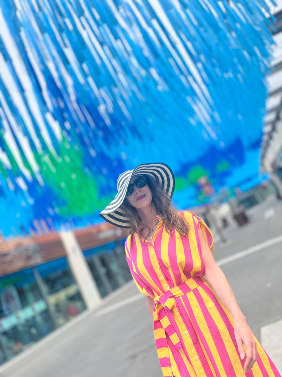 Striped Yellow & Pink Oversized Sleeveless Dress