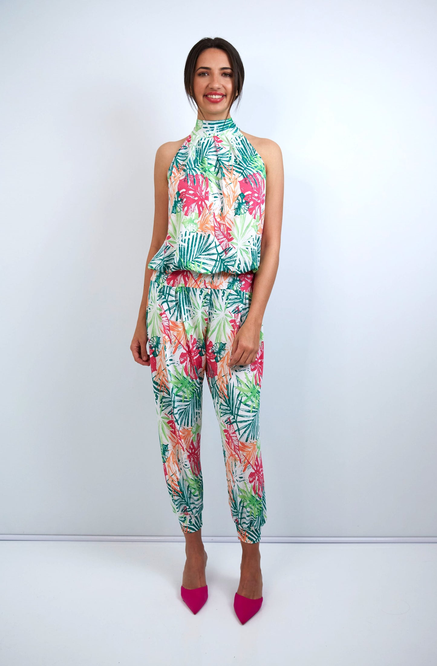 Felicite Halterneck Jumpsuit - Tropical Tangle