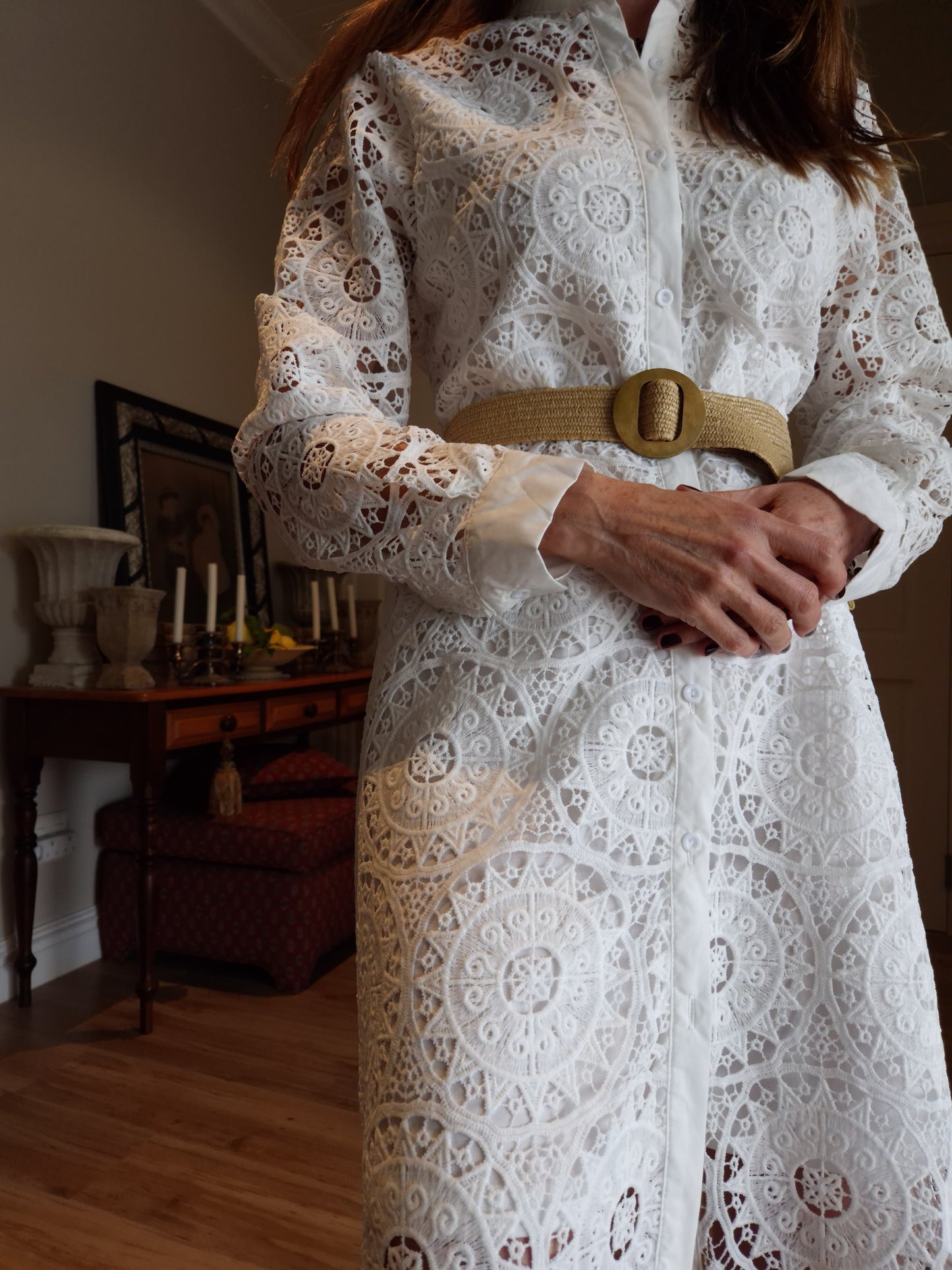 Long sleeve fully lined anglaise dress