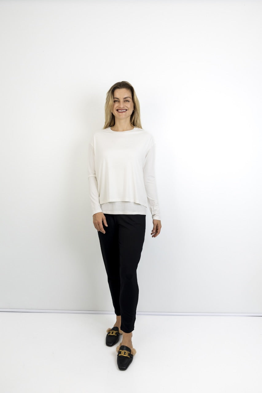 Cathy round neck top with built-in cami