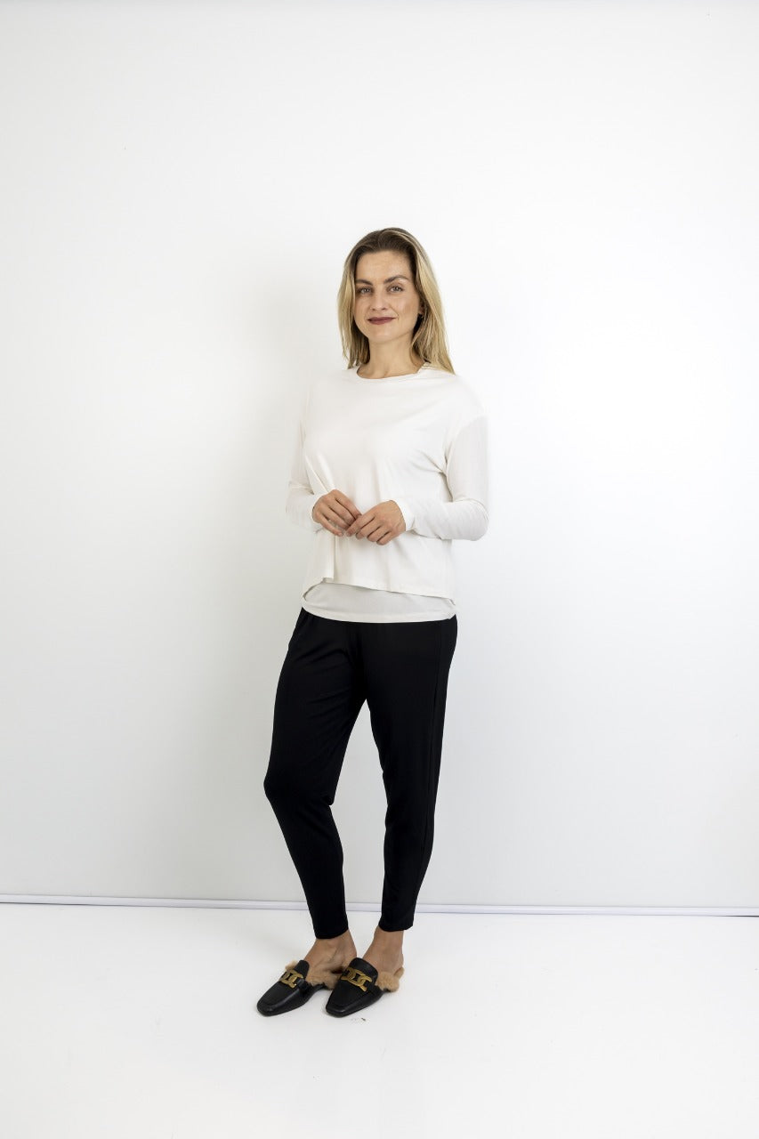 Cathy round neck top with built-in cami