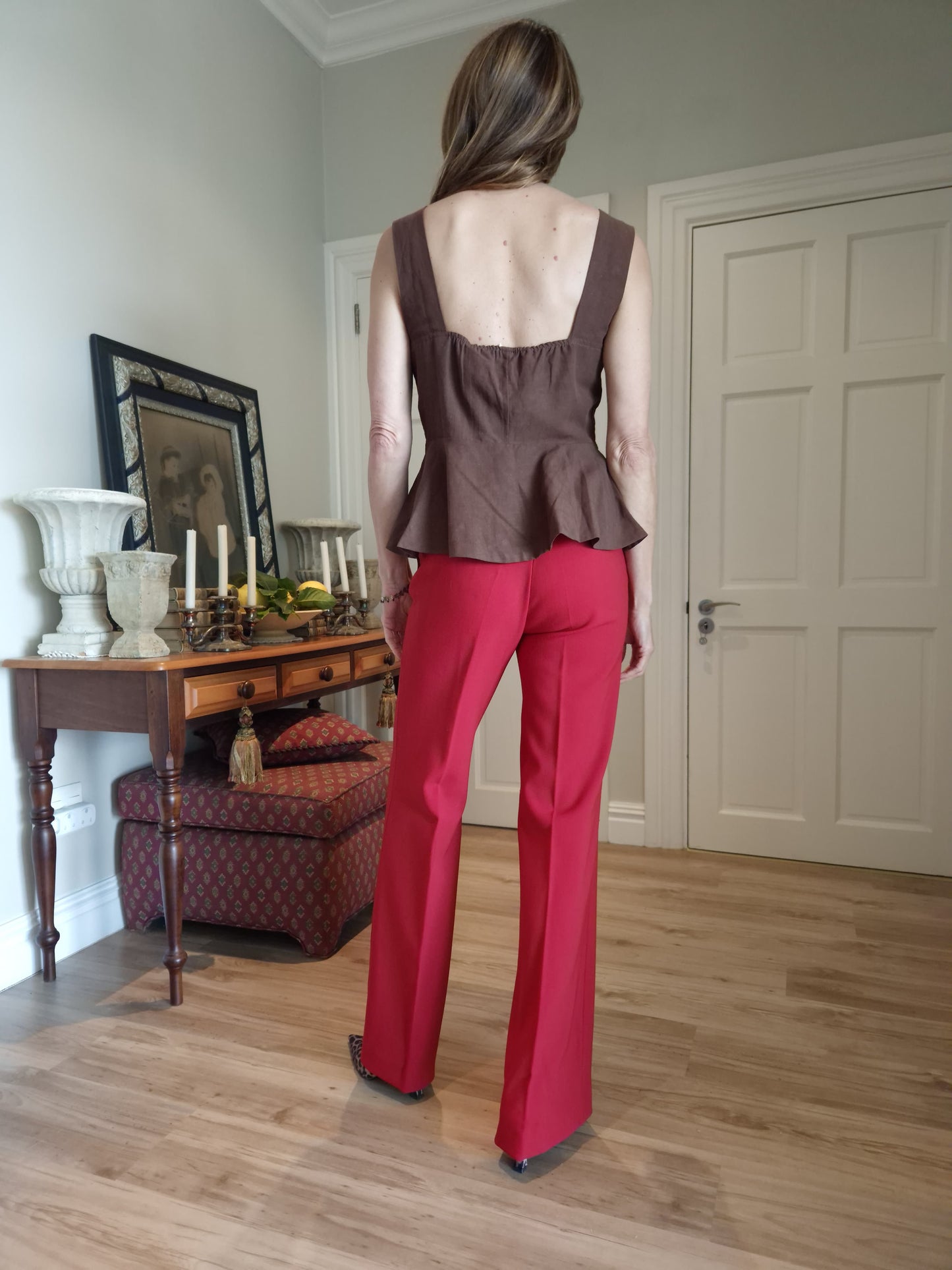 Peplum top with elastic at the back