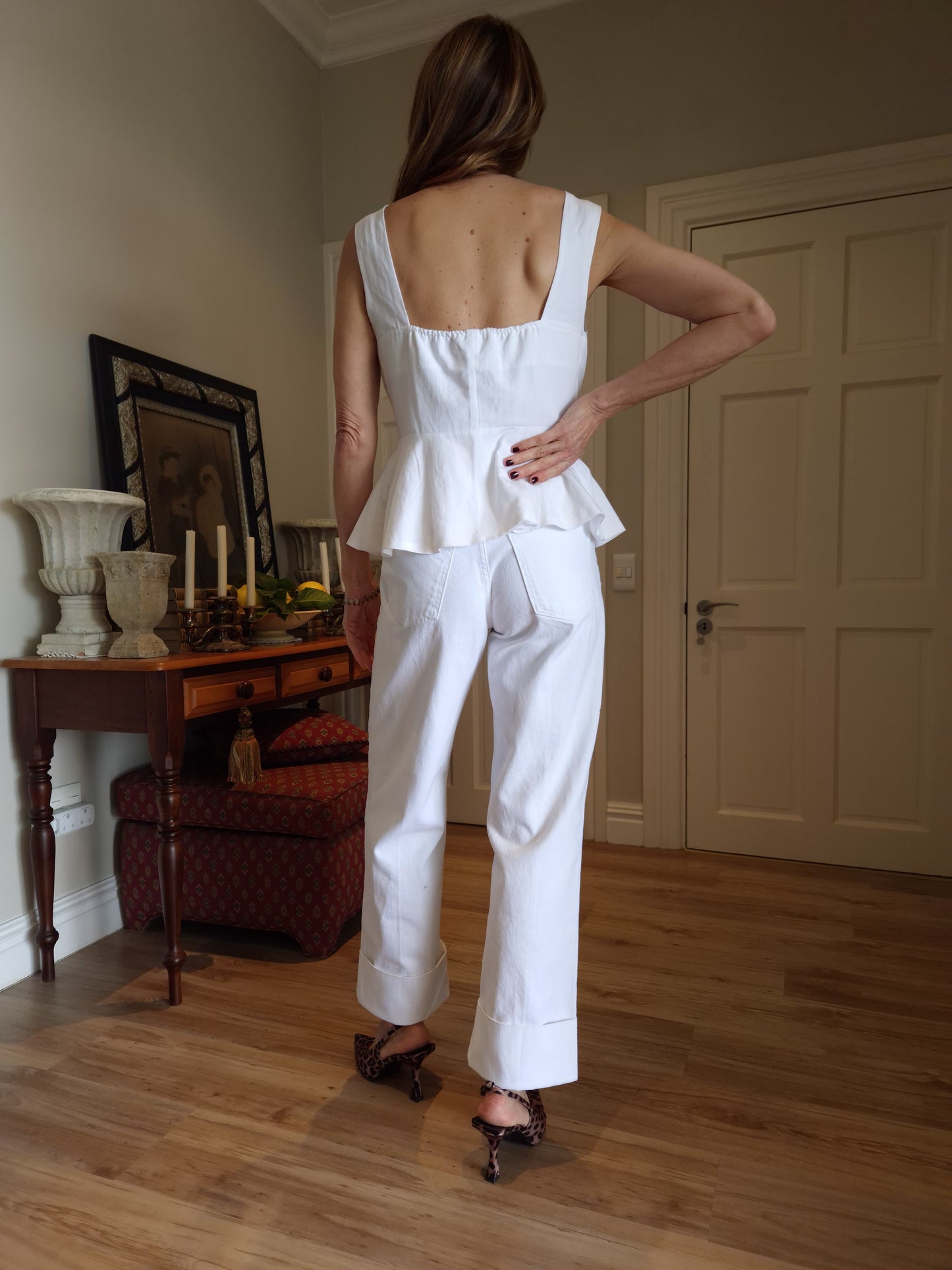 Peplum top with elastic at the back