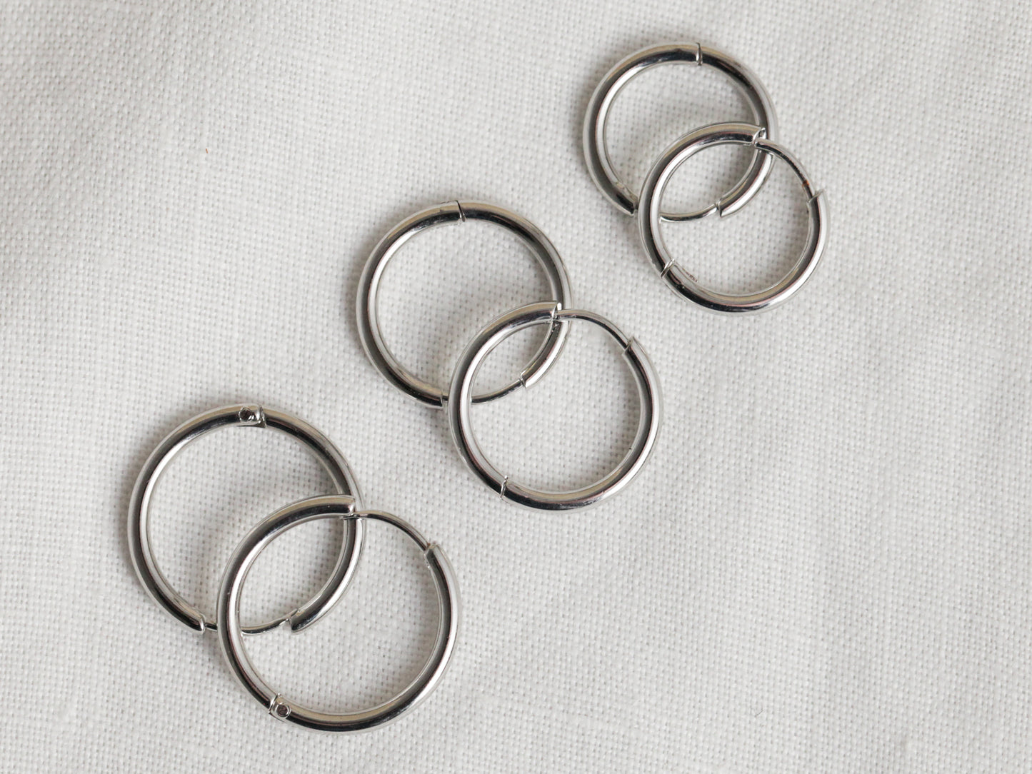 Set of 3 silver hoops