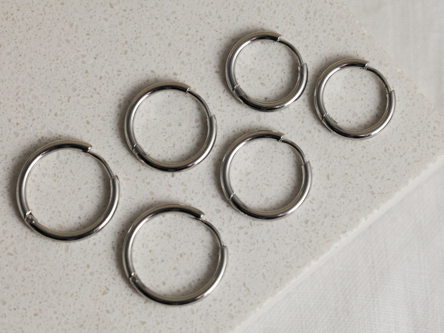 Set of 3 silver hoops