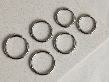 Set of 3 silver hoops