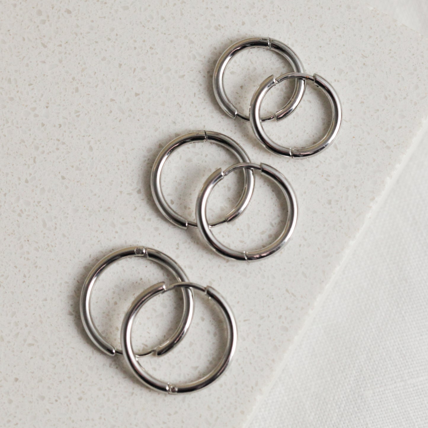 Set of 3 silver hoops