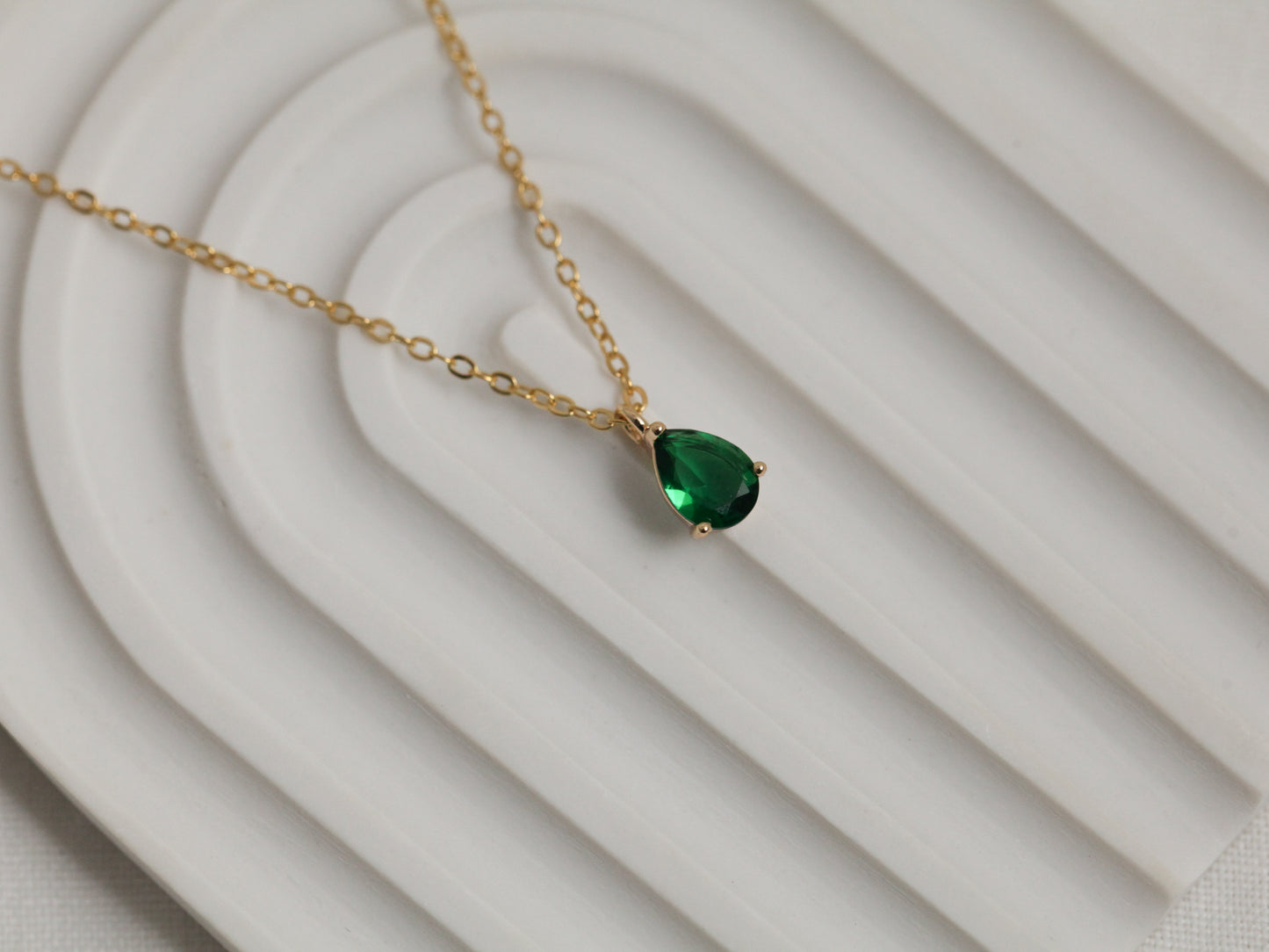 Teardrop Emerald pendant necklace