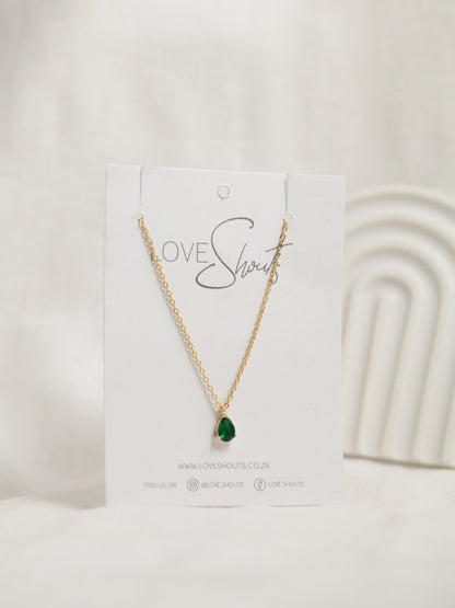 Teardrop Emerald pendant necklace