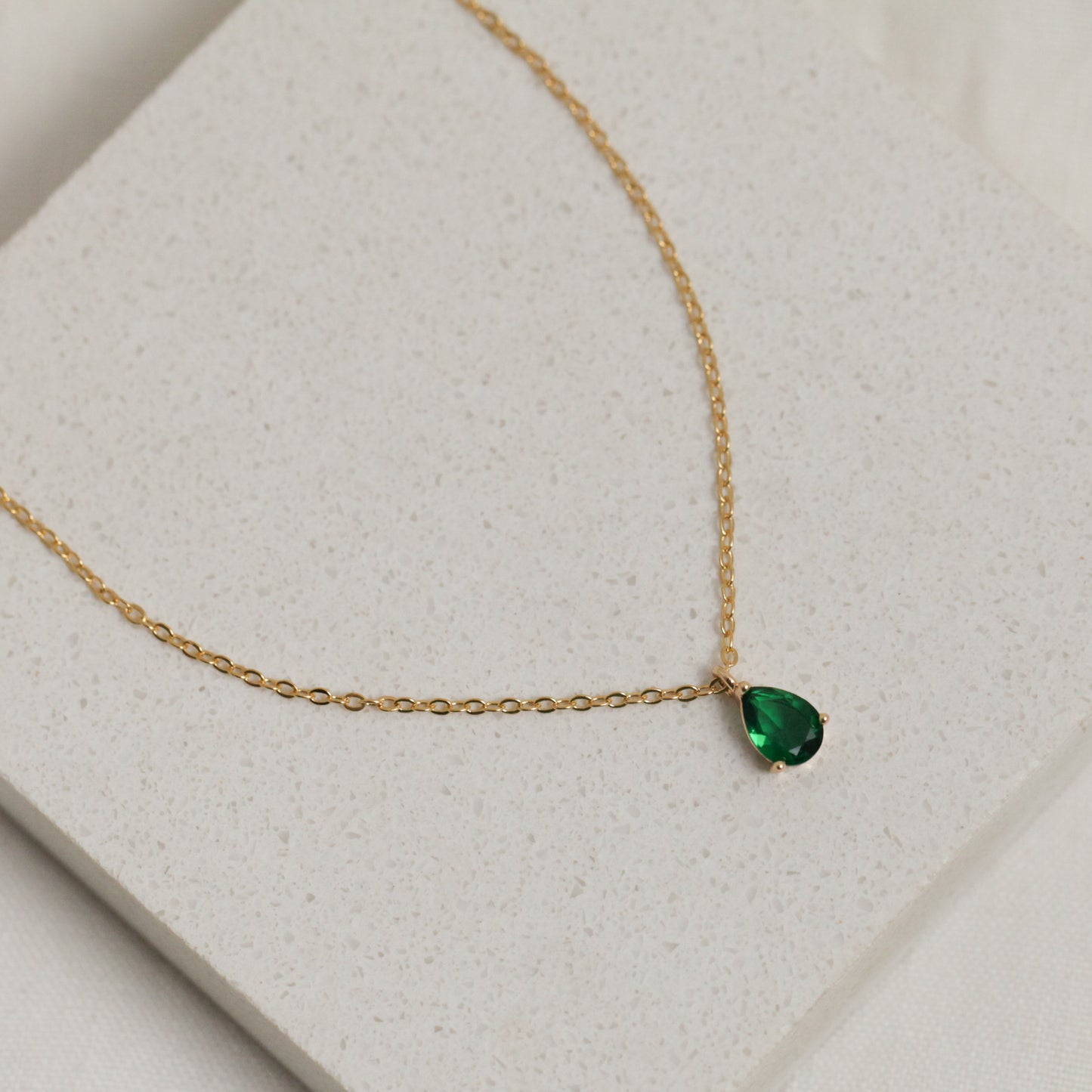 Teardrop Emerald pendant necklace