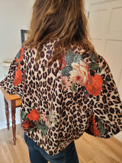 Leopard/rose print jacket.