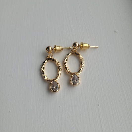 Oval and crystal ball studs