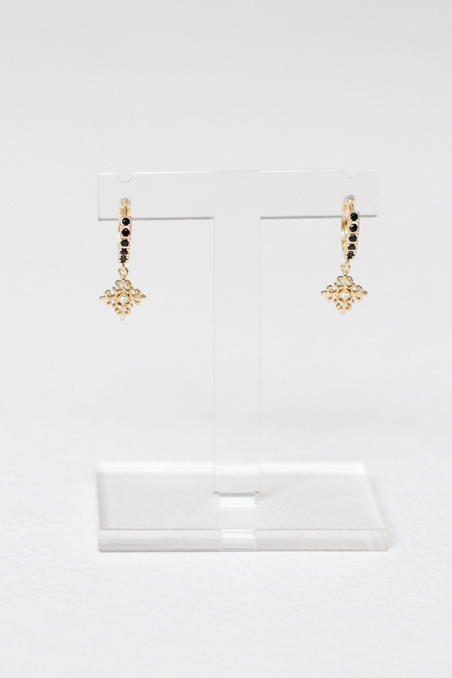 Black Filigree Hoops