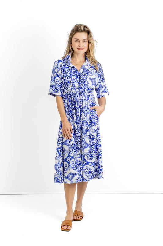 Tai shirt dress with draw string