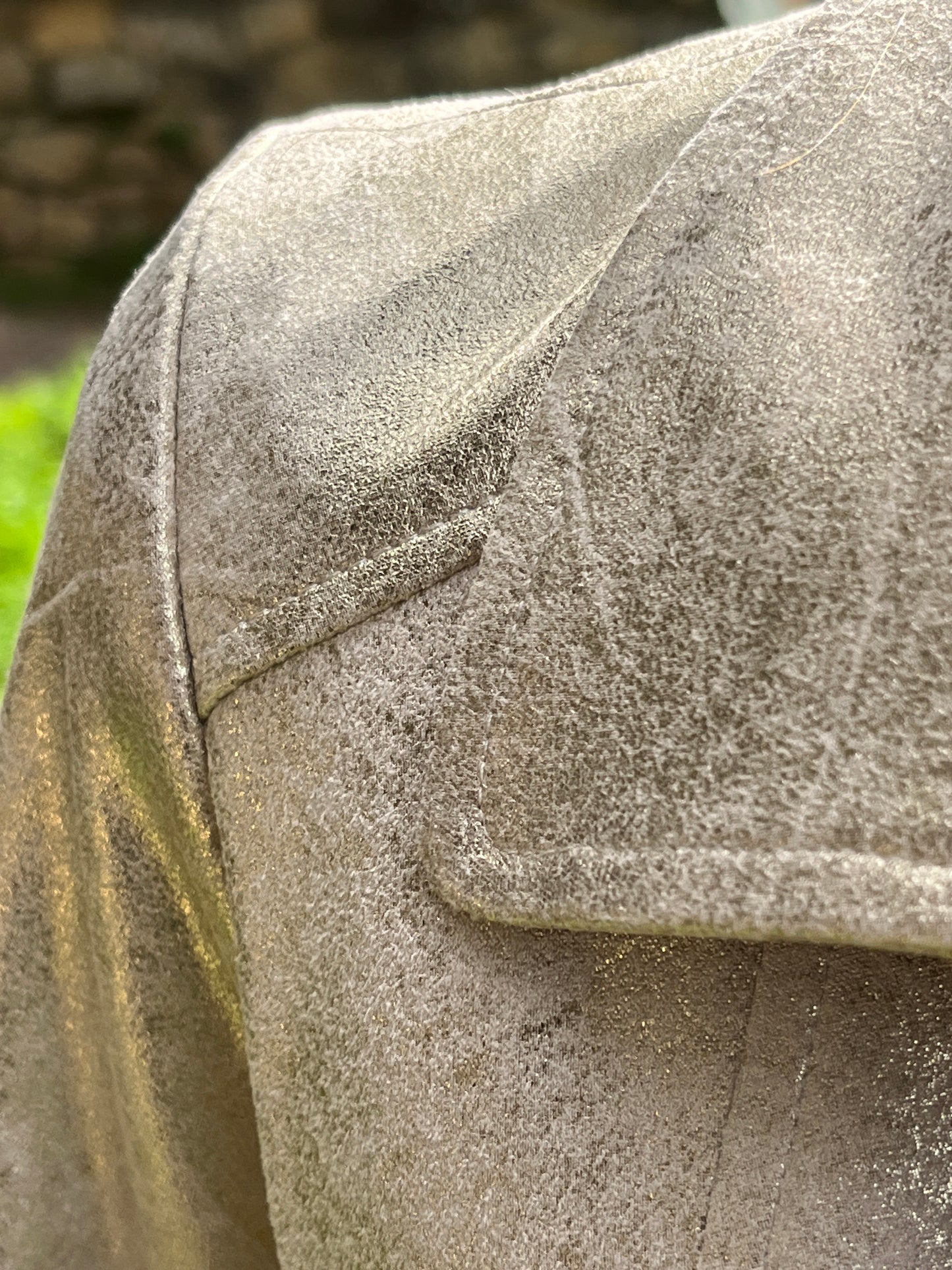 Fully lined gold detail fabric zipper jacket.