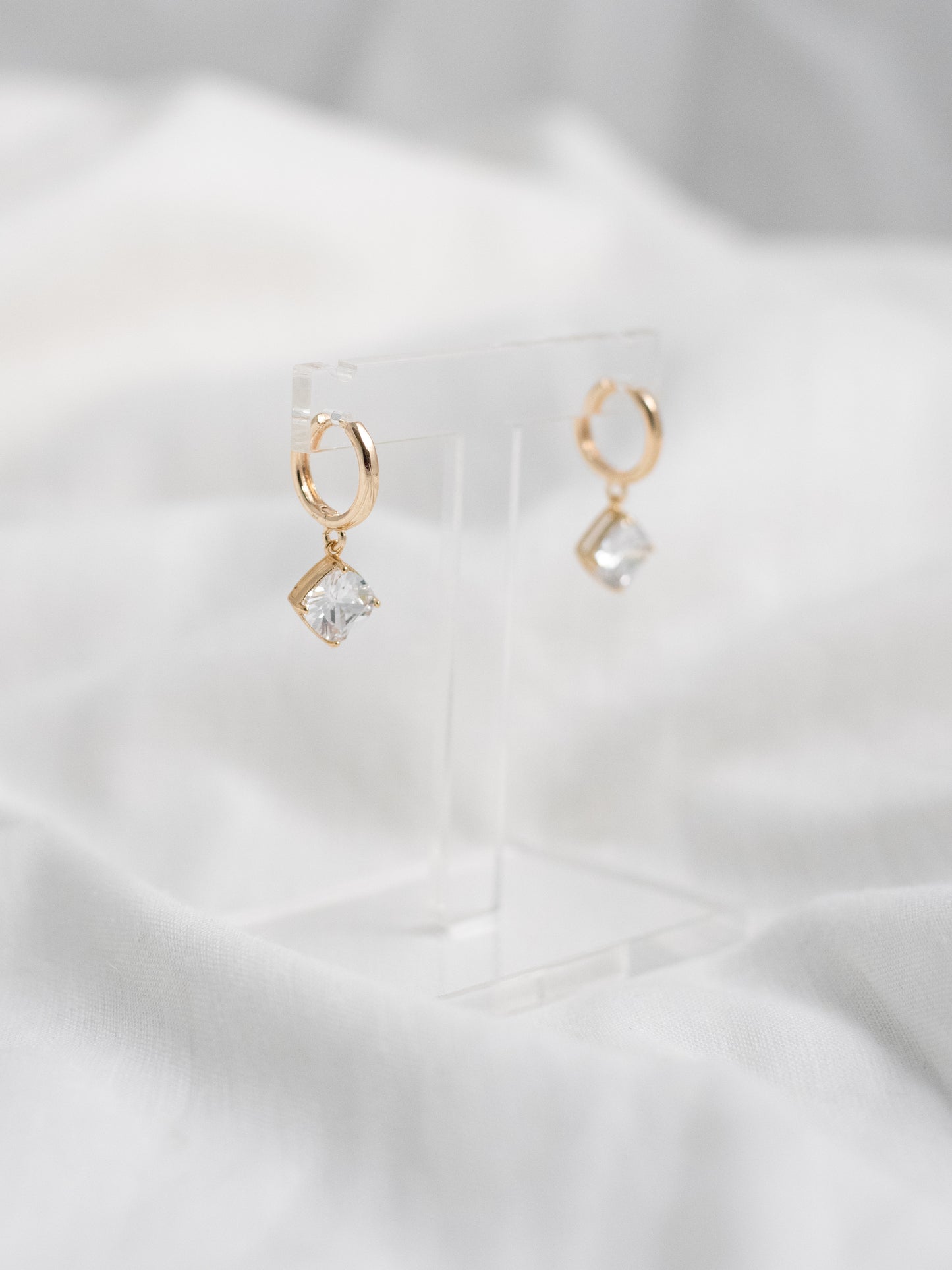 Large square diamante hoop earrings