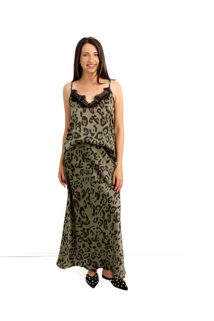 Andi-Bias cut matt satin skirt