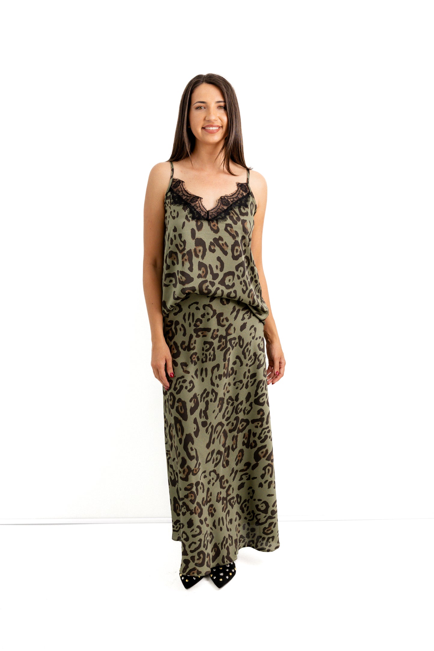 Andi-Bias cut matt satin skirt