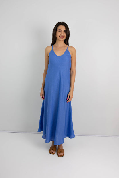 Mykonos Linen Bias cut strappy dress