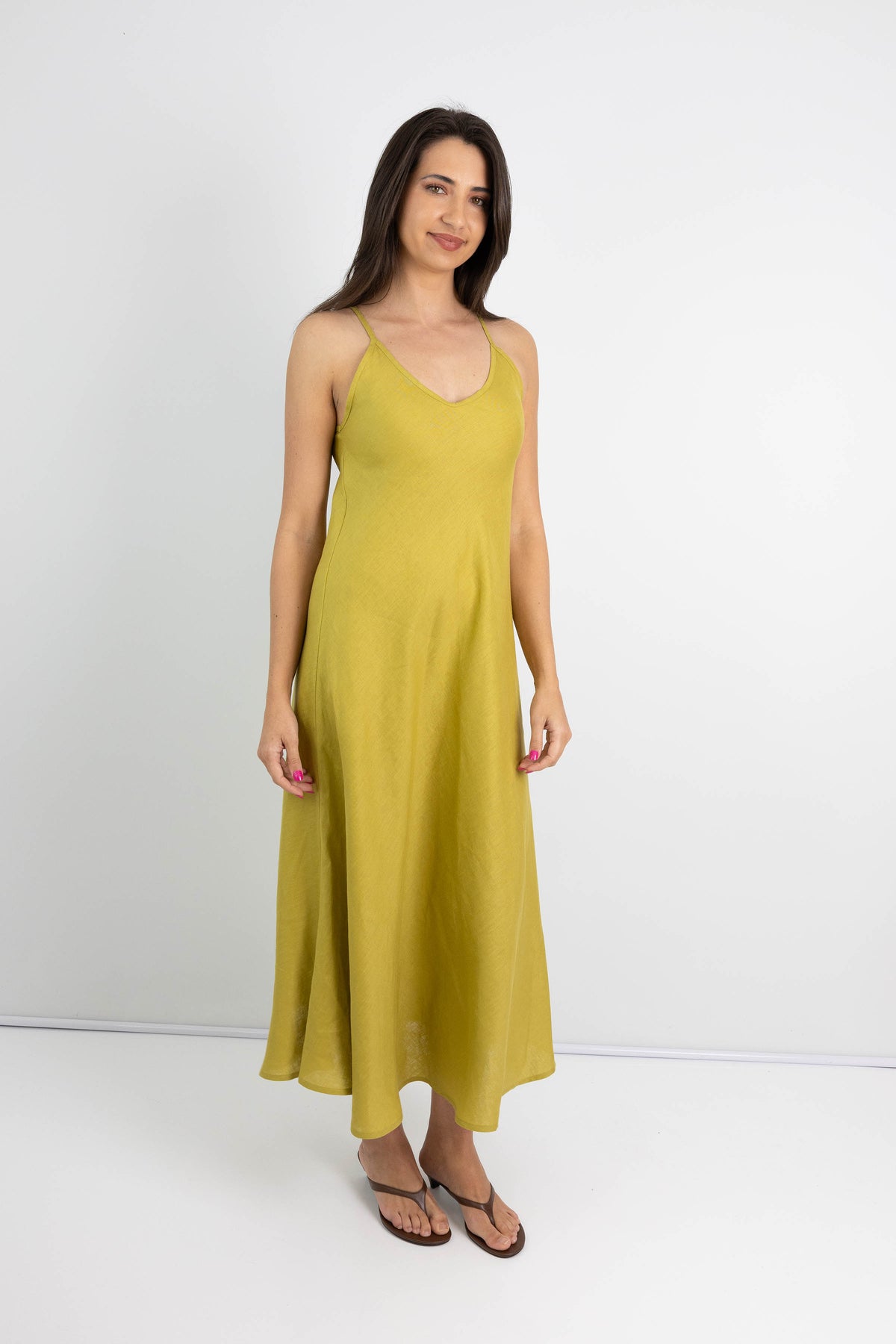 Mykonos Linen Bias cut strappy dress