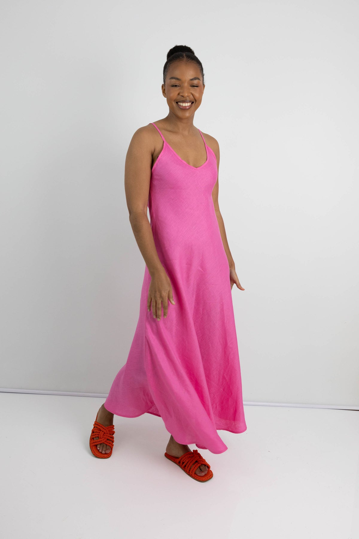 Mykonos Linen Bias cut strappy dress