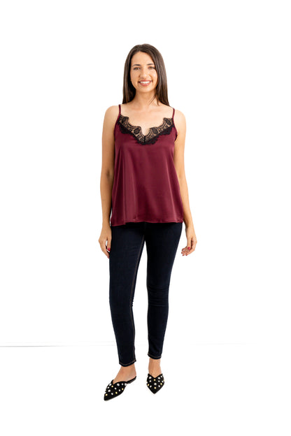 Mara-lace edge satin camisole