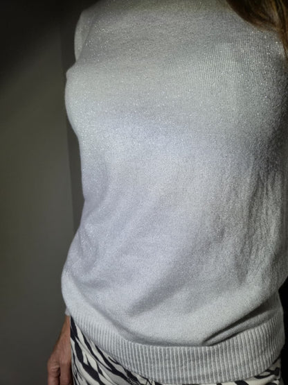 White with silver thread detail poloneck.