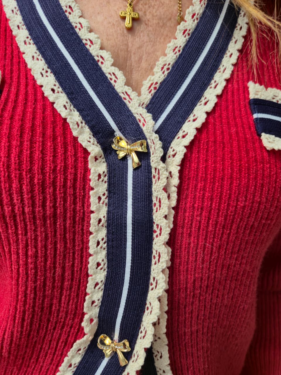 Knitted detailed rib jacket