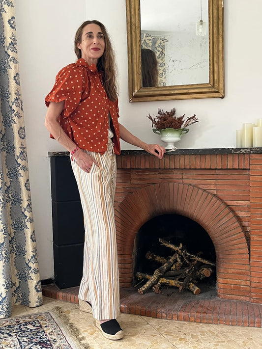 Wide legged striped pant