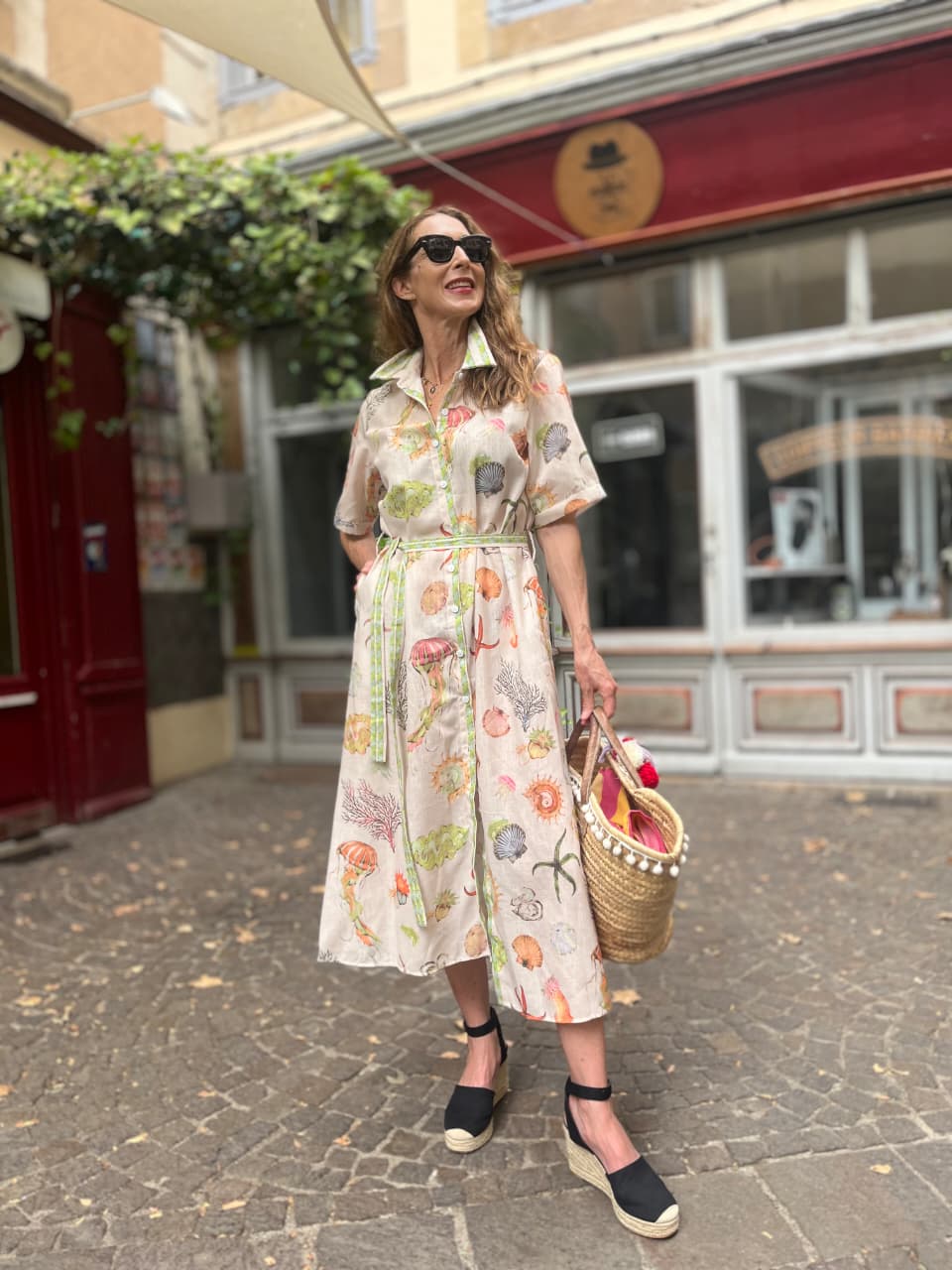 Button down dress with tie detail