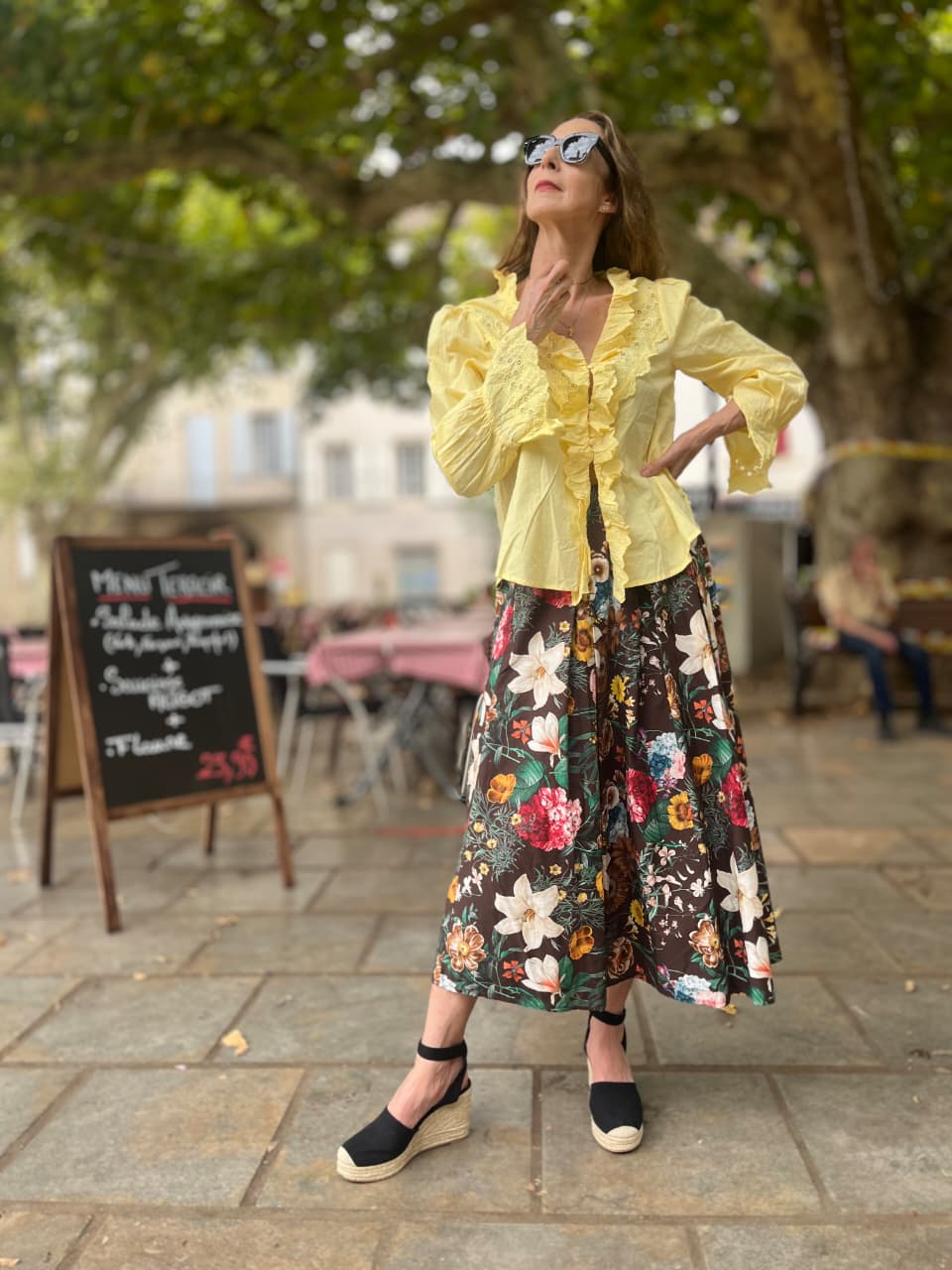 Floral Skirt with Side Pockets