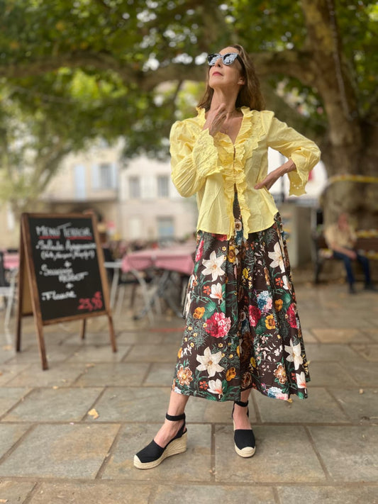 Floral Skirt with Side Pockets