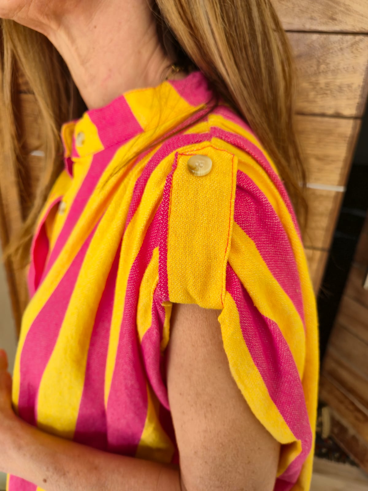 Striped Yellow & Pink Oversized Sleeveless Dress