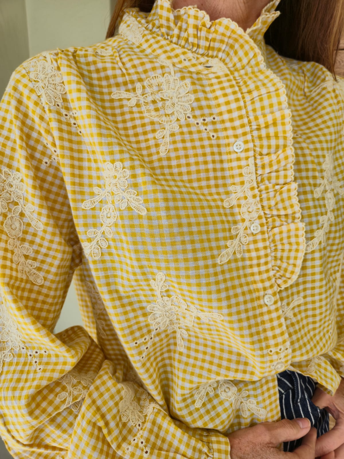 Ochre Yellow and Cream Gingham Check Shirt