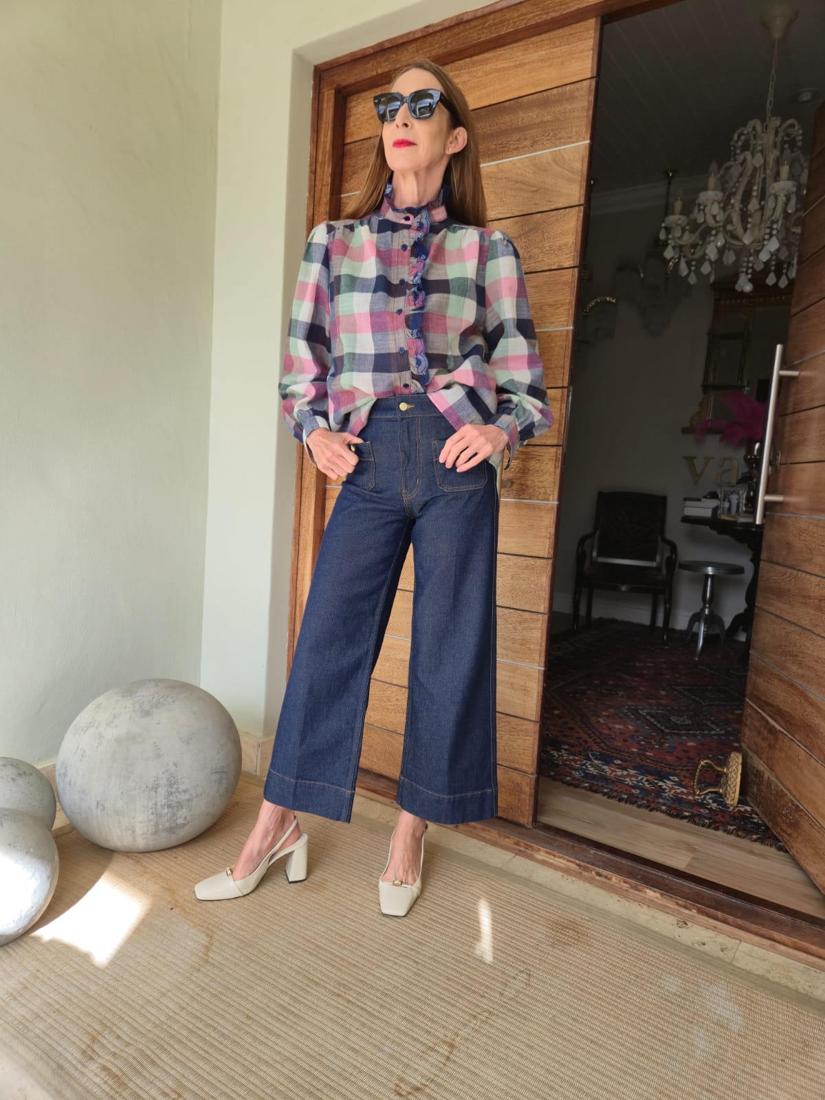 Check Shirt with Frill Detail