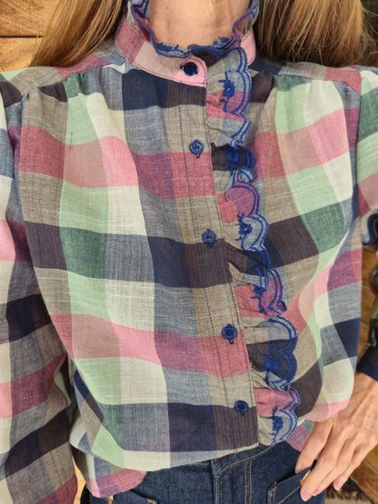 Check Shirt with Frill Detail