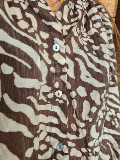 Chocolate & Cream Sheer Blouse