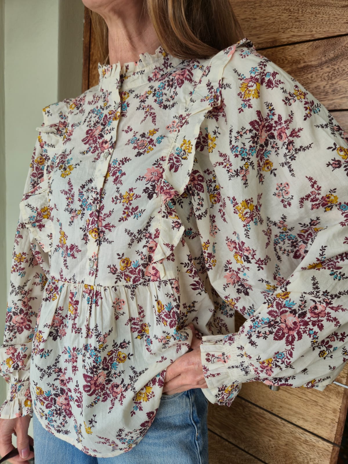 Cream Small Floral Print Blouse