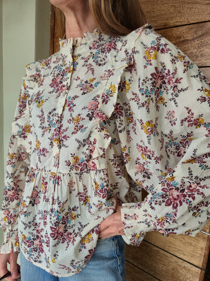 Cream Small Floral Print Blouse